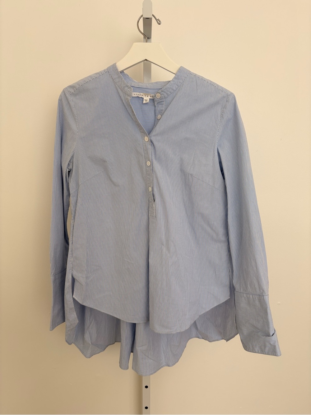 Veronica Beard Blue and White Striped Button-Front Shirt